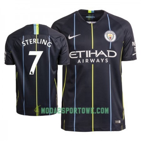 Koszulka Manchester City Sterling 7 Wyjazdowe Stroje Piłkarskie 2018-2019 Krótki Rękaw